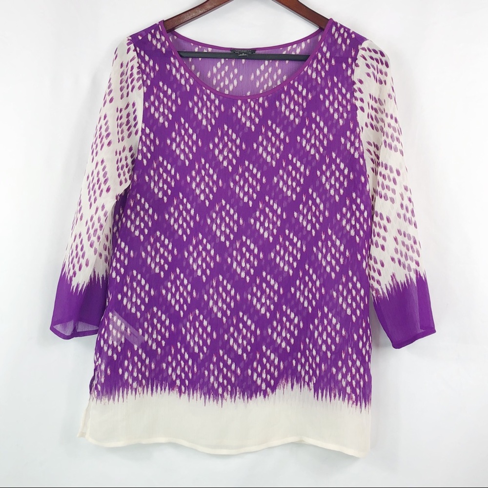 Ann Taylor Sheer 3/4 Sleeve Blouse